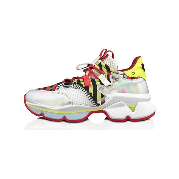 

Mens 2019 Designer Sneakers Flat Shiny Studded Spikes Red Bottom shoes Spikes Flat Casual Shoes with box Wedding crystal Leather Casual