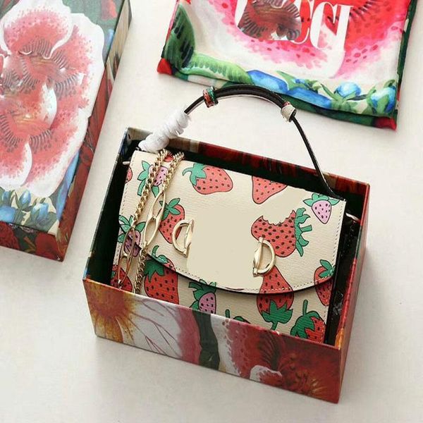 

designer bag designer wallet luxury handbags new summer 2019 strawberry printed genuine leather chain flip shoulder bag flap bag