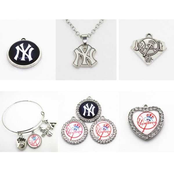 

сша бейсбольной команды nyy подвески мотаться подвески спорта diy браслет ожерелье кулон ювелирные изделия серьги висячие очаровывает, Bronze;silver