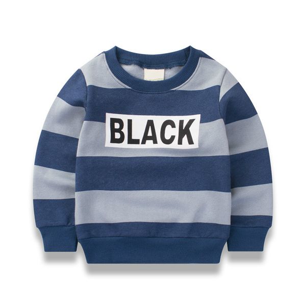 

2017 autumn new cartoon letter printed long sleeve children sweater boy girl pullover shirts sweatshirt clothing striped boy, Black