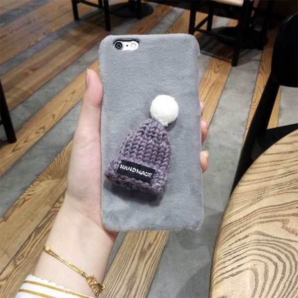 

soft plush hat phone case for apple iphone 8 7 6 6s plus for iphone 11 x xr xs max winter warm cover christmas gift