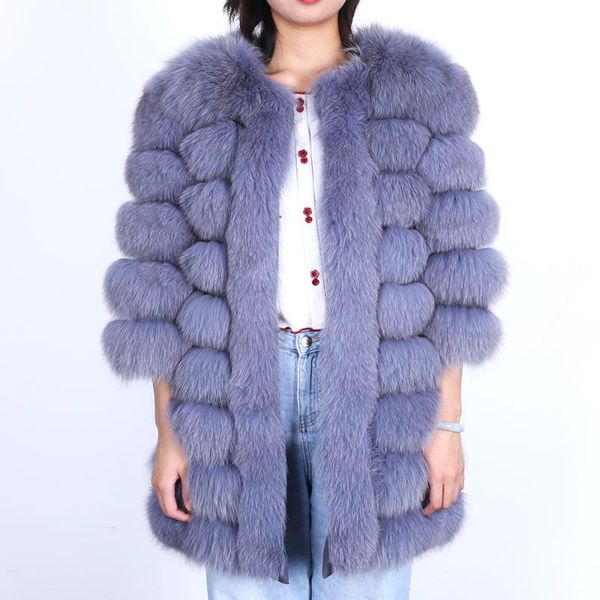 

maomaokong2020 winter new women's leather leather sub-fur coat high-quality fur round neck warm fur long coat, Black