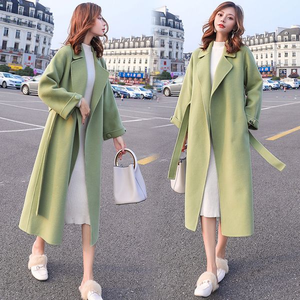 

ewq] england style full sleeve oversize open stitch woolen coat south korea long thick warm student overcoat ql069 autumn new, Black