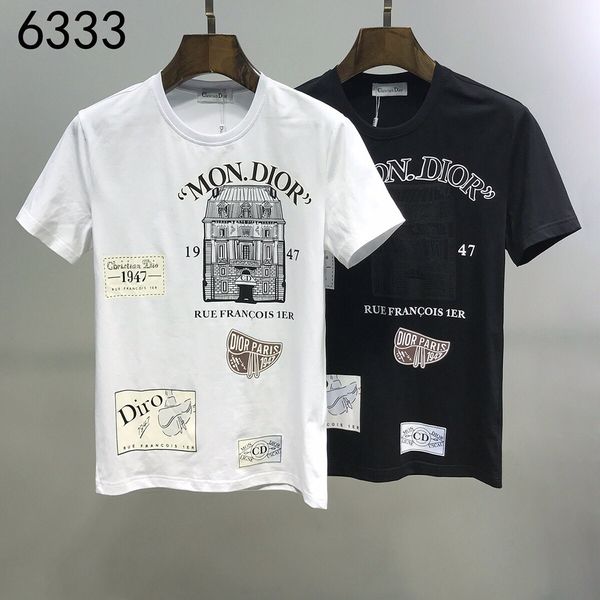 

2020ss spring and summer new high grade cotton printing short sleeve round neck panel t-shirt size: m--xl-xxl-xxxl color: black white q32, White;black