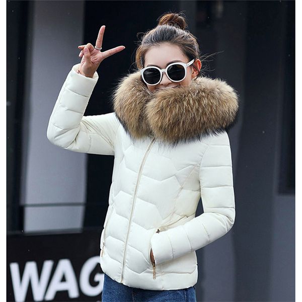 

autumn and winter large size 3xl jacket women's fashion large fur collar warm hooded 2019 new winter jacket women's short, Black