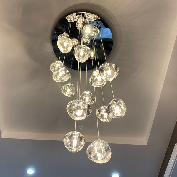 

modern loft chandelier lighting lustre cristal balls kitchen villa living room hanging lamp staircase long crystal chandeliers