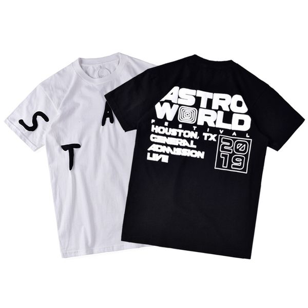 

designer high street tide travis scott short sleeve astroworld hip-hop tour peripheral europe and america t-shirt foam print women, White;black