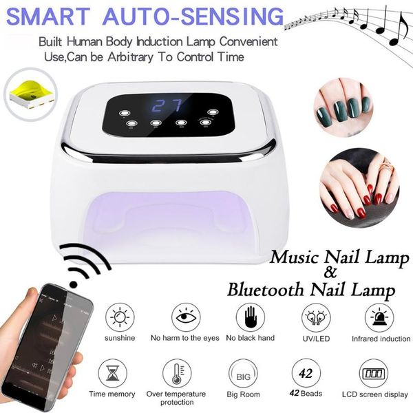 

21.5x20.5x11.5cm/8.5x8.1x4.5inch led uv 99w bluetooth nail dryer curing gel polish lamp light curing manicure us/ eu plug #zd