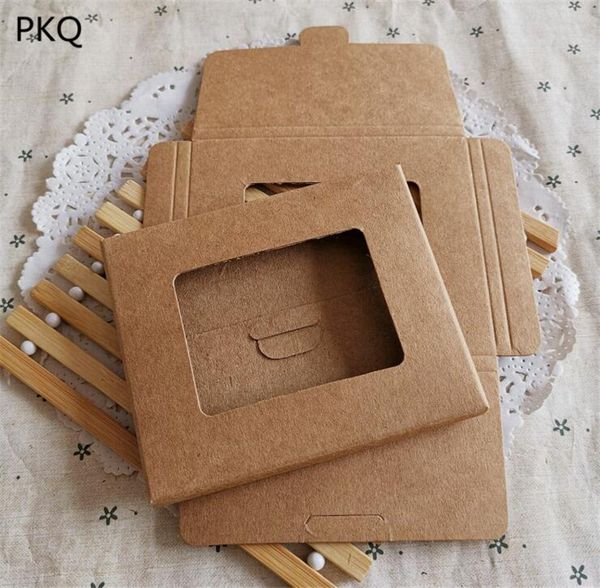 

50pcs vintage blank kraft paper box with window diy multifunction envelope postcard box greeting card packaging boxes