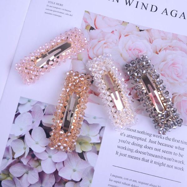 

sweet girl students clips artificial crystal hairpins bangs clip multi-color cute hairpin hair accessories, Golden;white