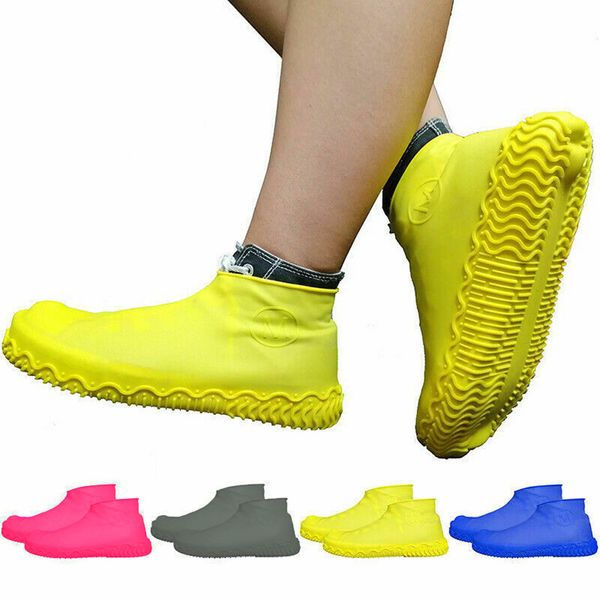

2 pcs rain shoes cover large size anti-slip reusable latex shoe covers waterproof rain boot overshoes shoes durable silicone