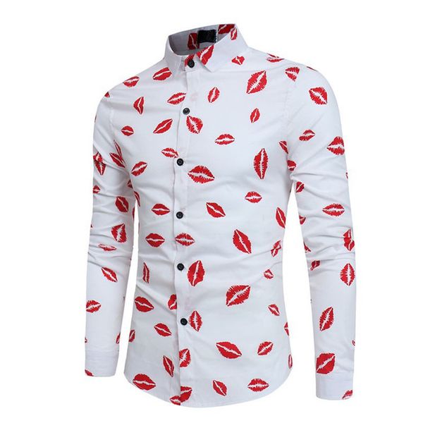

fashion printed men long sleeves shirts fashion party night club shirts style plus size -3xl, White;black