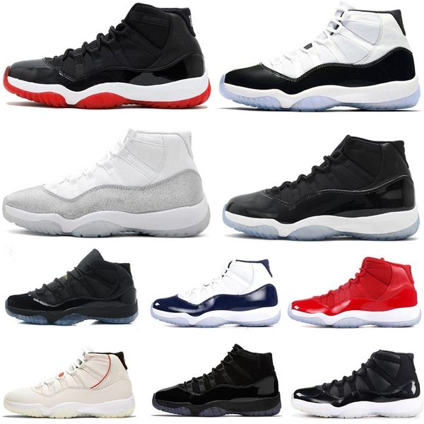 

11s bred men women basketball shoes 11 concord metallic silver cap and gown gamma blue space jam trainers sports sneakers shoe man, White;red