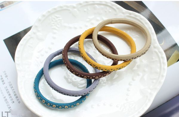 

Корея высокое качество четыре цвета волос кольцо мода печати волос веревка прочн