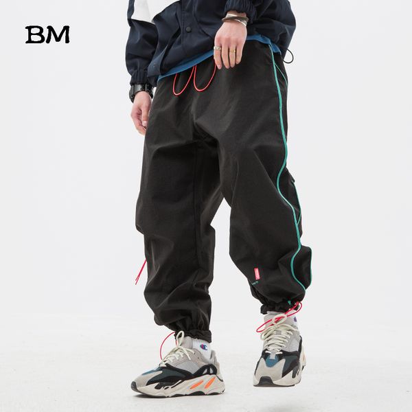 

streetwear clothing running sweatpants men striped loose sport harem pants hip hop casual pants korean clothes fashion joggers, Black