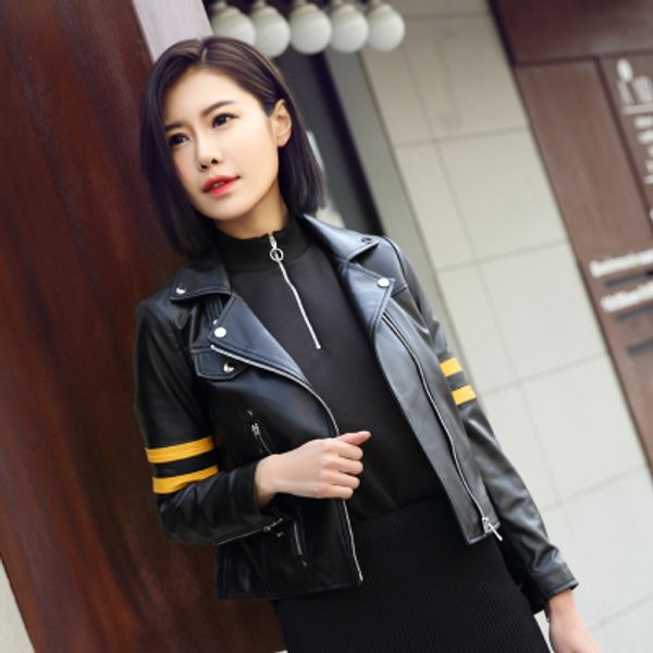 

2019 new fashion women genuine sheep leather jacket j1, Black
