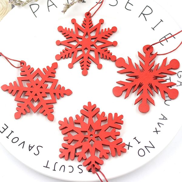 

6pcs/pack wooden snowflakes christmas pendants ornaments for christmas tree party decorations home outdoor decor kids gift