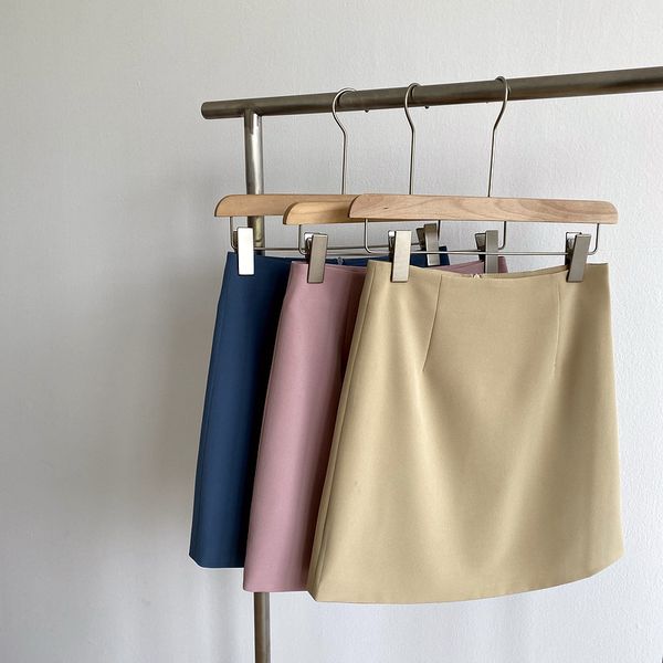 

brand fashion women high-end luxury summer solid color casual mini skirt, Black