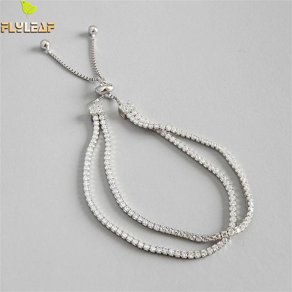 

flyleaf 925 sterling silver bracelets for women cubic zirconia double layer ball simple fashion fine jewelry bracelets & bangles, Black