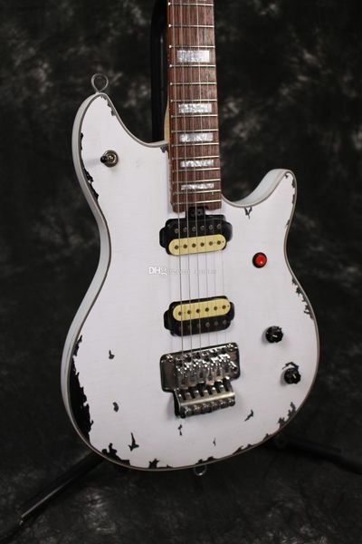 

new custom aged eddie van halen wolf guitar music man ernie ball axis vintage white relic electric guitar red button tremolo bridge