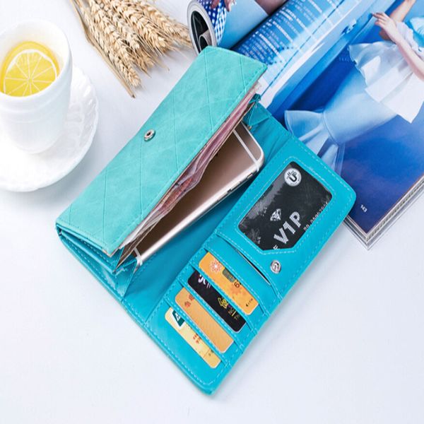 

2019 fashion wallet women purse wallet card holder female clutch long purse multi-card bit pu leather carteira lady coin purses, Red;black