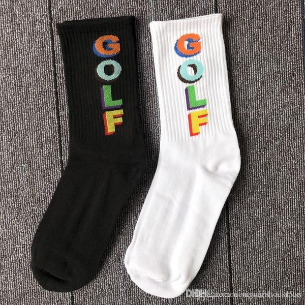 

brand golf letters print mens sock designer hiphop mens causal socks fashion sports short cotton socks, Black