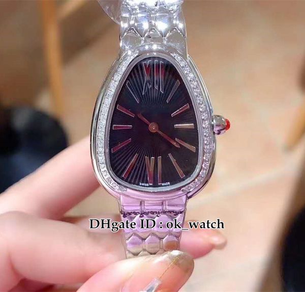 

new 33мм serpenti seduttori алмазный диск 103361 кварцевый женщин часы черный циферблат стальной корпус из нержавеющей стали ручной ladies п, Slivery;brown