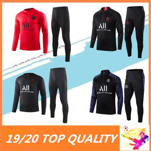 

2019 2020 aj psg mbappe soccer jacket training suit 19 20 paris cavani verratti tsilva draxler maillot de football tracksuit, Black