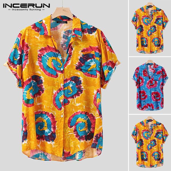 

incerun man loose short sleeve lapel shirts men lobster printed shirts summer hawaiian beach shirt casual vocation s-3xl, White;black