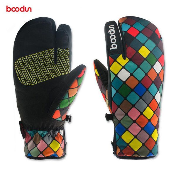

boodun waterproof warm thicken women winter three fingers ski gloves snowboard snowmobile cycling outdoor sports gloves