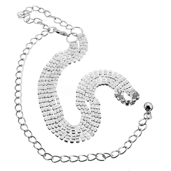 

fashion ladies women waist chain belt in silver 3 row rhinestones, Black;brown