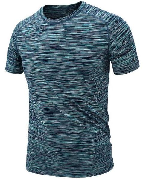

2019 men's tight clothes running short-sleeved quick-drying t-shirt 363, Black;blue