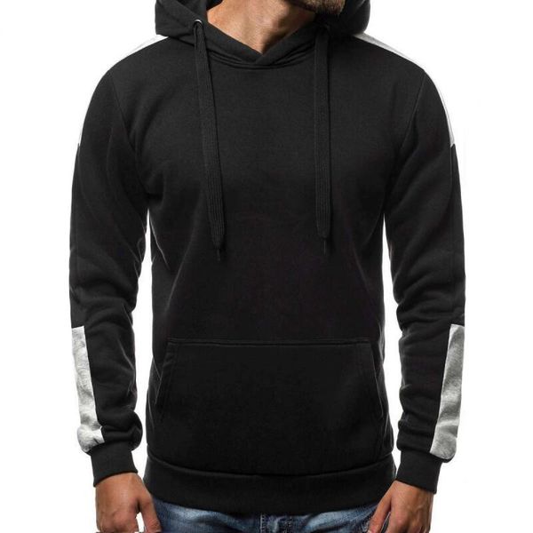 

solid color mens designer hoodies fashion panelled big pocket mens hoodies casual long sleeve males clothing, Black