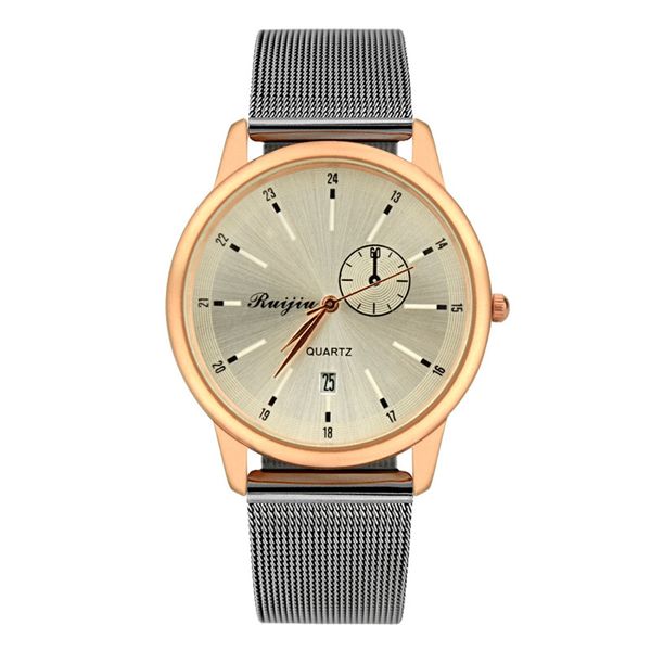 

fashion classic women's men's wrist watch steel strap quartz sport personality temperament casual calendar watches, Slivery;brown