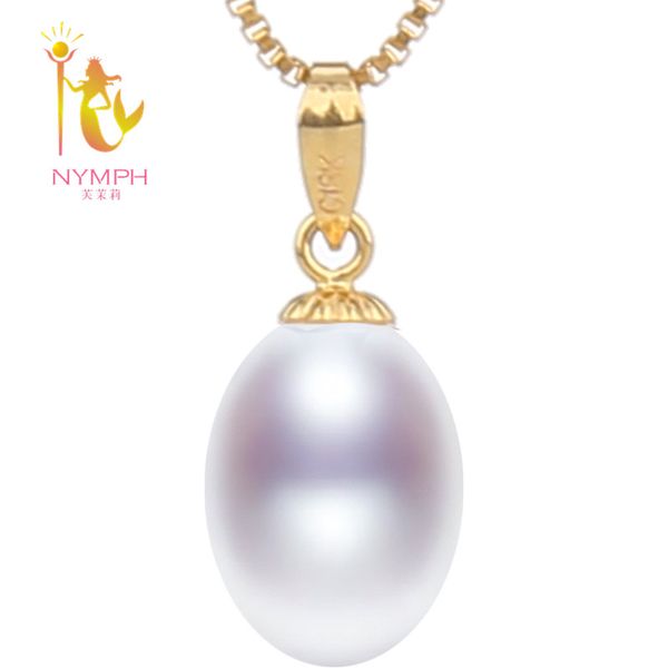 

nymph]100% 18k yellow gold natural stone pendant white freshwater au750 fine jewlery trendy wedding party gift women girl[d221, Silver
