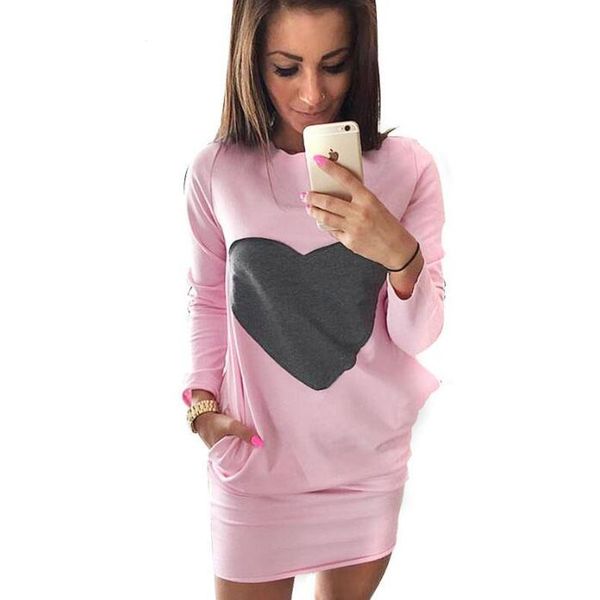 

heart dresses for women mini sweatshirt dress female jacket long sleeve double pocket women clothes bodycon dress ropa mujer, Black;gray