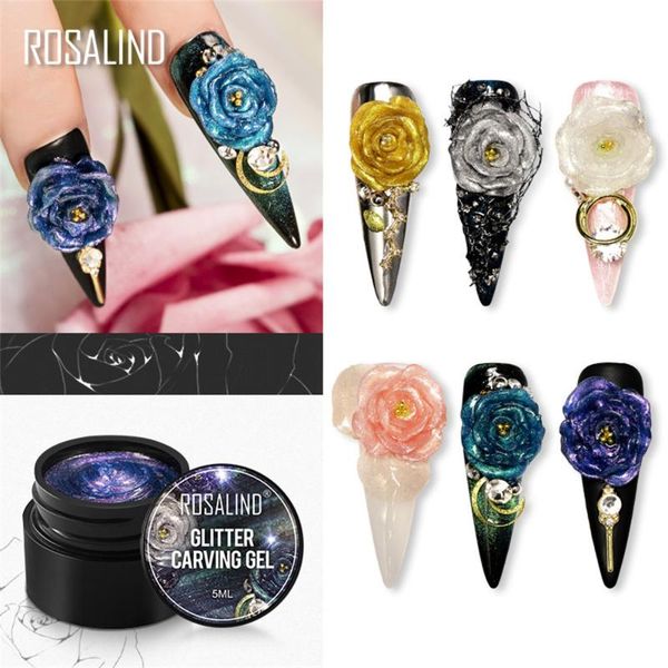

3d glitter carved uv gel polish nail art modelling diy carving crystal nail polymer glue women cosmetic fashion, Red;pink