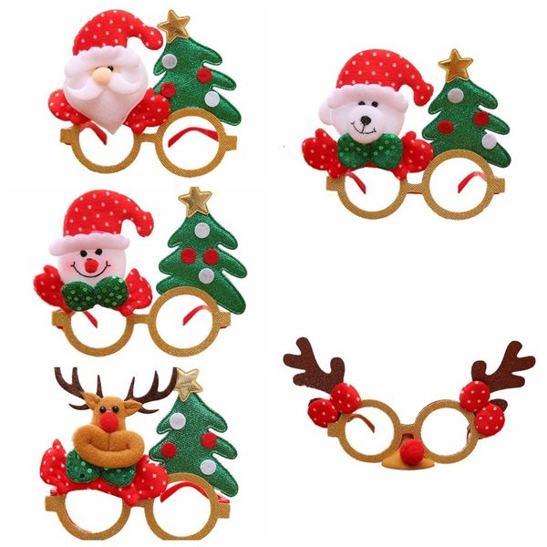 

2pcs/lot novelty cartoon christmas eyeglasses frame for children and adults santa claus reindeer christmas costume decorations