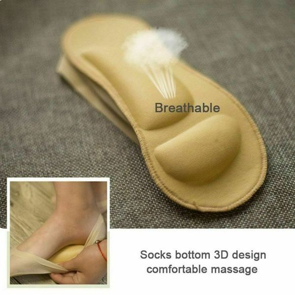 

1 pair women 3d embossed cushion boat socks arch support foot massage liners sock slippers, Black;white