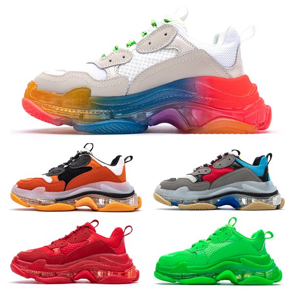 

2020 triple s platform paris 17fw crystal bottom triple s sneaker men women designer old dad shoes fashion sneakers trainers high quality, Black