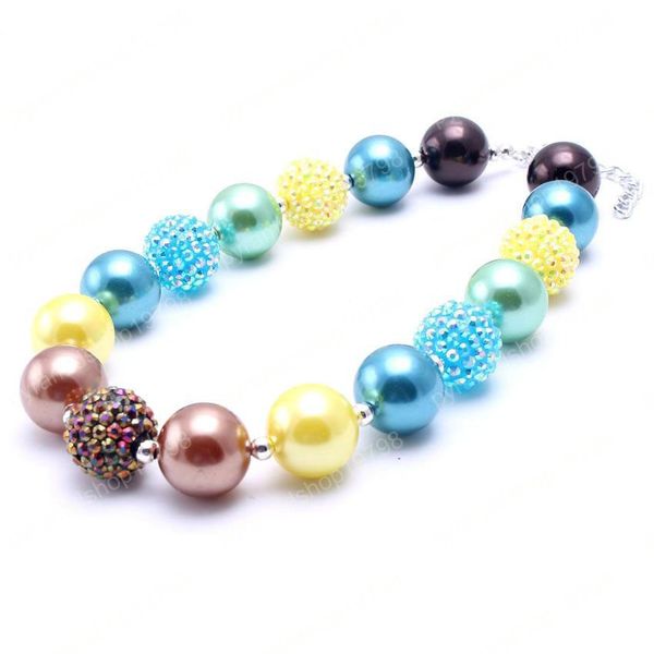 

fashion teal color kid chunky necklace diy handmade children bubblegum bead chunky necklace jewelry for toddler girls, Red;brown