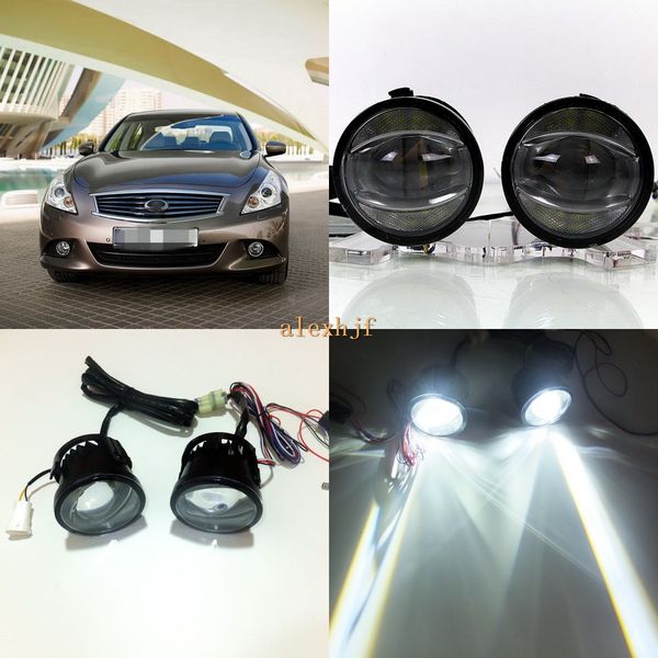 

1600lm 24w 6000k led light guide q5 lens fog lamp + 1000lm 14w day running lights drl case for infiniti g25 g37 4-door sedan 2010-2013