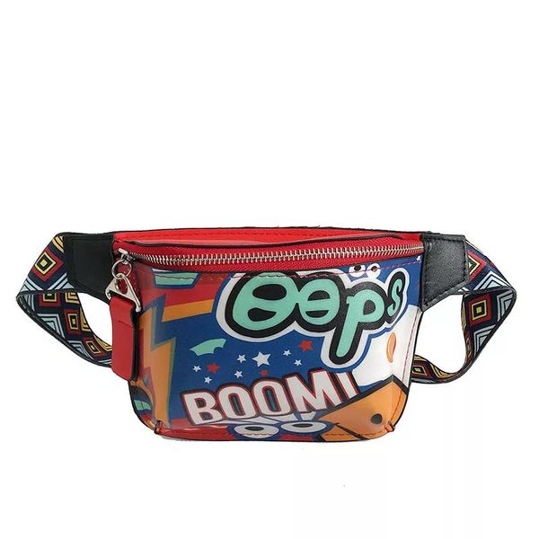 

bags for women 2019 women's bag graffiti printed wide shoulder strap messenger chest bags handbag crossbody bag purse waist pack