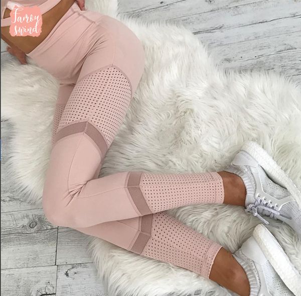 

розовый фитнес гетры женщины весна голеностопного длина тонкая сетка повседневный legging строчка hollow softe push up ladys legging, Black