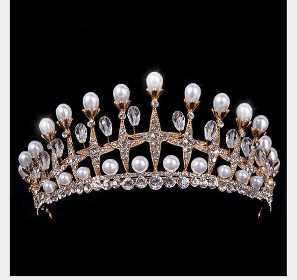 

headwear baroque crown marriage water diamond movie house wedding dress modeling jewelry, Slivery;golden