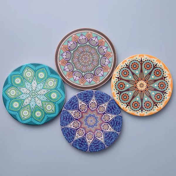 

absorbent coaster for drinks ceramic coasters with cork back mandala design style up home party decor