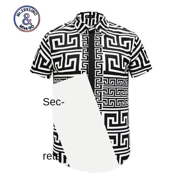 

mens designer short sleeve shirt black and white printed thin short shirt lining, White;black