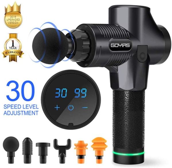

massage gun cordless percussion massager quiet powerful 6 massage heads 30 speed muscle relaxation with bag