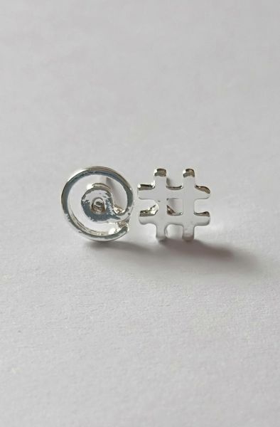 

2018 fashion email symbol stud earrings, "#" and "@" character combination stud earrings for women wholesale ing, Golden;silver