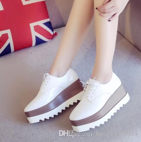 

women brogues sneakers fahsion oxford shoes female platform casual flat shoes height increasing black white zapatos mujer size 35-39